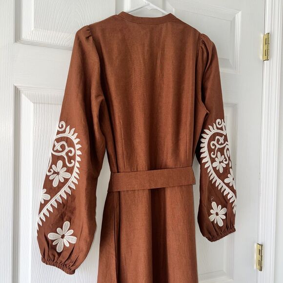 Boden Mae Linen Blend Shirt Dress Russet-Size 8R - Picture 9 of 11